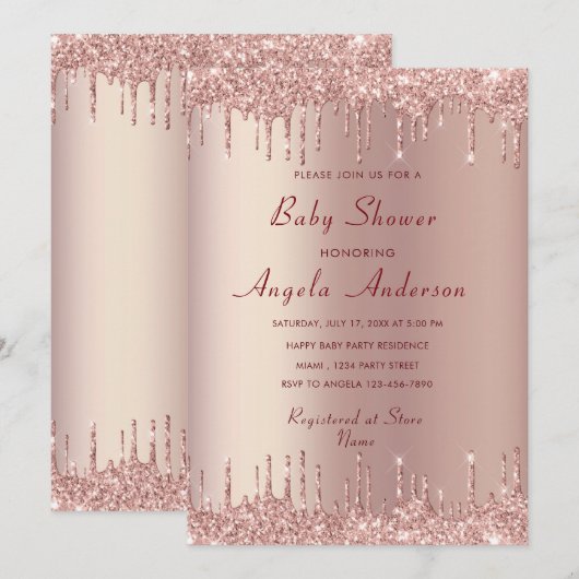 Roos Gold Blush Luxury Baby Boy Shower (Voorkant / Achterkant)