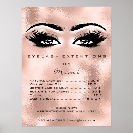 Roos Gold Blush Makeup Eyes Lashes Price Blush Poster (Voorkant)
