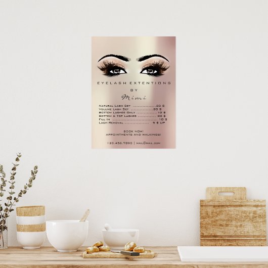 Roos Gold Blush Makeup Eyes Lashes Prijzen Poster (Keuken)