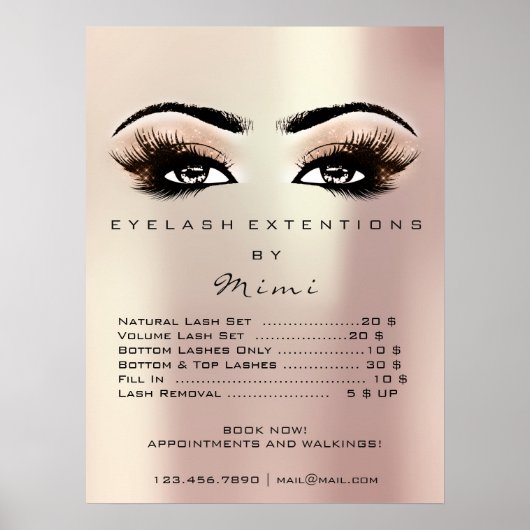 Roos Gold Blush Makeup Eyes Lashes Prijzen Poster (Voorkant)