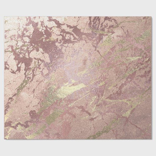 Roos Gold Blush Marble Shiny Metallic Stroke Coppe Cadeaupapier (Vlak)