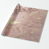 Roos Gold Blush Marble Shiny Metallic Stroke Coppe Cadeaupapier (Uitgerold)