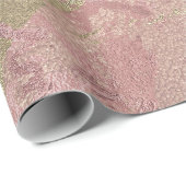 Roos Gold Blush Marble Shiny Metallic Stroke Coppe Cadeaupapier (Rol Hoek)