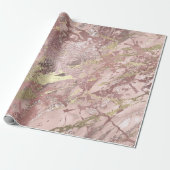 Roos Gold Blush Marble Shiny Metallic Stroke Mauve Cadeaupapier (Uitgerold)
