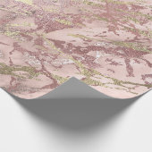 Roos Gold Blush Marble Shiny Metallic Stroke Mauve Cadeaupapier (Hoek)