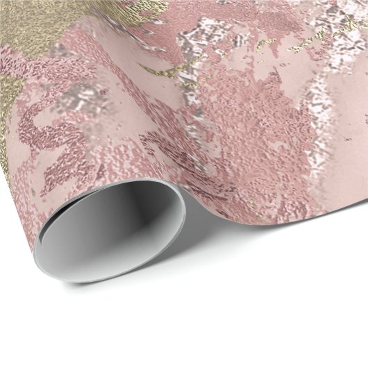 Roos Gold Blush Marble Shiny Metallic Stroke Mauve Cadeaupapier (Rol Hoek)