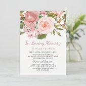 Roos Gold Blush Memorial Notice Service Kaart (Staand voorkant)
