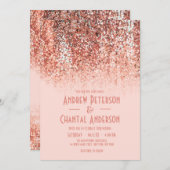 Roos Gold Blush Mermaid Glitter Gradient Weddensch Kaart (Voorkant / Achterkant)