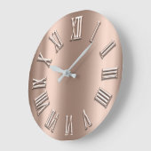 Roos Gold Blush Metal Skinny Silver Roman Numbers Grote Klok (Hoek)