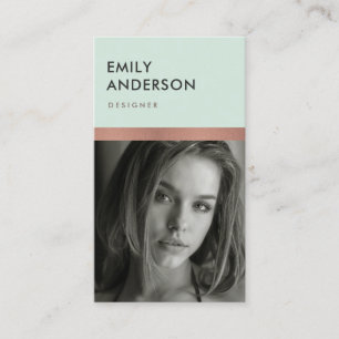 ROOS GOLD BLUSH MINT GROEN PERSOONLIJKE FOTO INSER VISITEKAARTJE