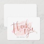 Roos Gold Blush Modern Eenvoudig Script Bedankkaart (Voorkant / Achterkant)