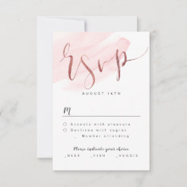 Roos Gold Blush Modern Eenvoudig Script bruiloft R RSVP Kaartje