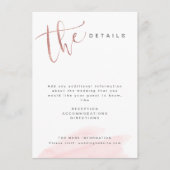 Roos Gold Blush Modern Eenvoudige trouwdetails Informatiekaartje (Voorkant)