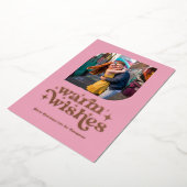 Roos Gold & Blush Modern Retro Kerstfoto Folie Feestdagenkaart (Gedraaid)