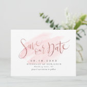 Roos Gold Blush Modern Simple Script Save the Date (Staand voorkant)