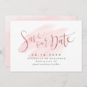 Roos Gold Blush Modern Simple Script Save the Date (Voorkant / Achterkant)