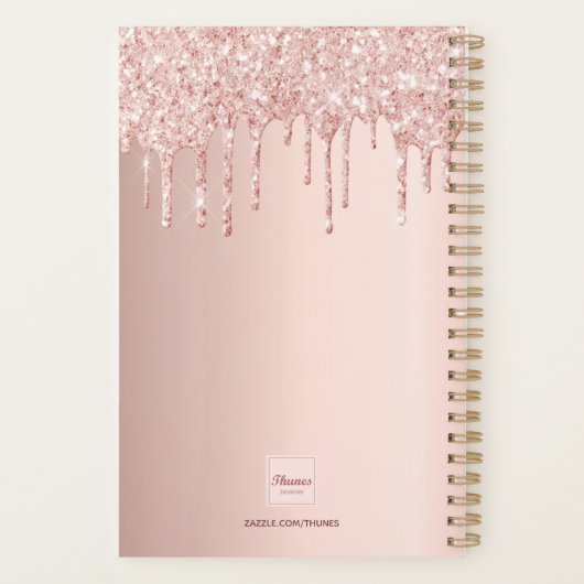 Roos Gold Blush Monogram Druppels Planner (Achterkant)