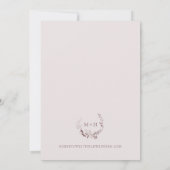 Roos Gold Blush Monogram Krans Huwelijk Kaart (Achterkant)