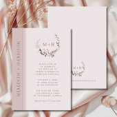 Roos Gold Blush Monogram Krans Huwelijk Kaart
