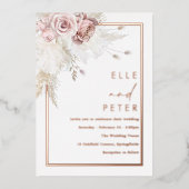 Roos Gold & Blush Mooie bruiloft Folie Uitnodiging (Voorkant)