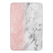 Roos Gold Blush Ombre Glitter op Trendy Marble Badmat (Voorkant Verticaal)