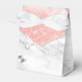 Roos Gold Blush Ombre Glitter op Trendy Marble Bedankdoosjes (Voorkant Zijde)