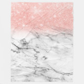 Roos Gold Blush Ombre Glitter op Trendy Marble Fleece Deken (Voorkant)