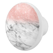 Roos Gold Blush Ombre Glitter op Trendy Marble Keramische Knop (Rechts)