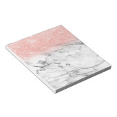 Roos Gold Blush Ombre Glitter op Trendy Marble Notitieblok (Schuin)