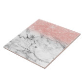 Roos Gold Blush Ombre Glitter op Trendy Marble Tegeltje (Zijkant)