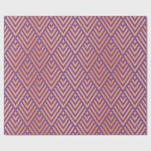 Roos Gold Blush Paarse geometrie Art Deco Copper Cadeaupapier (Vlak)