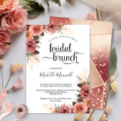 Roos Gold, Blush Pampas Grass Floral Bridal Brunch Kaart
