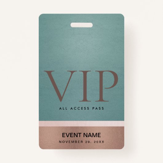 ROOS GOLD BLUSH PINK AQUA VIP EVENT TOEGANG PASS BADGE (Voorkant)