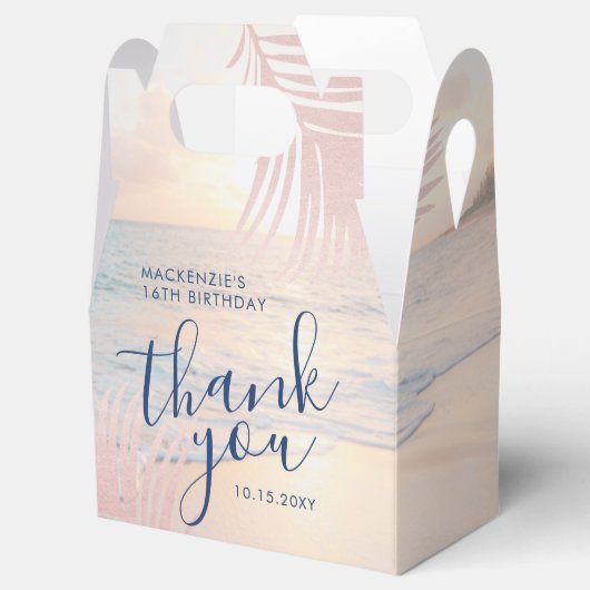 Roos Gold Blush Pink Birthday Elegant Gable Bedankdoosjes (Geopend)