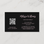 Roos Gold Blush Pink Black Floral | QR-code Busine Visitekaartje (Achterkant)