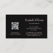 Roos Gold Blush Pink Black Floral | QR-code Busine Visitekaartje (Achterkant)