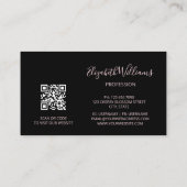 Roos Gold Blush Pink Black Floral | QR-code Visitekaartje (Achterkant)