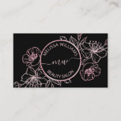 Roos Gold Blush Pink Black Floral | QR-code Visitekaartje (Voorkant)