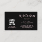 Roos Gold Blush Pink Black Floral | QR-code Visitekaartje (Achterkant)