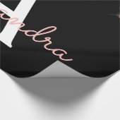 Roos Gold - Blush Pink Black Glitter Monogram Naam Cadeaupapier (Hoek)