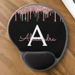 Roos Gold - Blush Pink Black Glitter Monogram Naam Gel Muismat<br><div class="desc">Roos Gold - Blush roze en Black Sparkle Glitter Monogram Name and Initiaal Mousepad (Muismat). Dit maakt de perfecte liefhebbende 16 verjaardag,  bruiloft,  vrijgezellenfeest,  verjaardagsdag,  baby shower of vrijgezellenfeest voor iemand die van luxe glam en stijl houdt.</div>