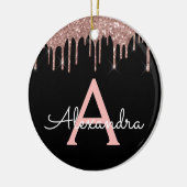 Roos Gold - Blush Pink Black Glitter Monogram Naam Keramisch Ornament (Links)
