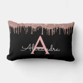 Roos Gold - Blush Pink Black Glitter Monogram Naam Kussen (Voorkant)