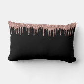 Roos Gold - Blush Pink Black Glitter Monogram Naam Kussen (Achterkant)