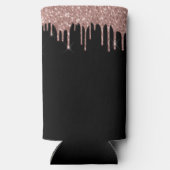 Roos Gold - Blush Pink Black Glitter Monogram Naam Seltzer Blikjeskoeler (Achterkant)