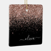 Roos Gold - Blush Pink Black Glitter Sparkle Name Keramisch Ornament (Rechts)