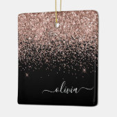 Roos Gold - Blush Pink Black Glitter Sparkle Name Keramisch Ornament (Links)