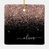 Roos Gold - Blush Pink Black Glitter Sparkle Name Keramisch Ornament (Achterkant)