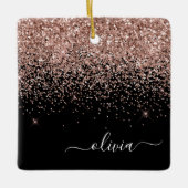 Roos Gold - Blush Pink Black Glitter Sparkle Name Keramisch Ornament (Voorkant)