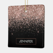 Roos Gold - Blush Pink Black Glitter Sparkle Name Keramisch Ornament (Links)